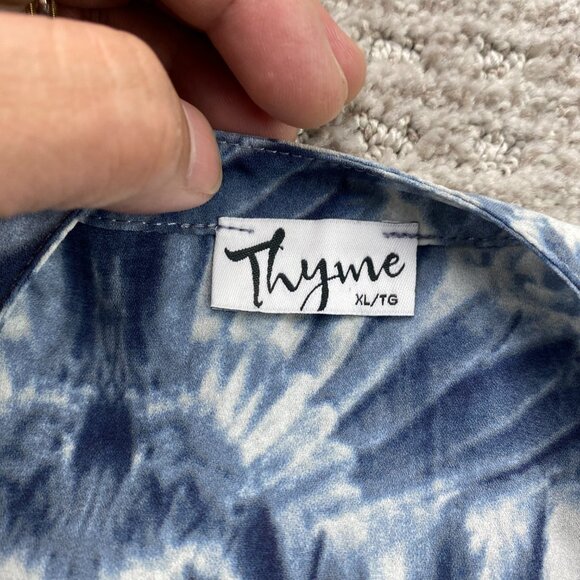 Thyme Maternity Sleeveless Shirt Women Size Extra Large XL Blue White Floral - Picture 3 of 6